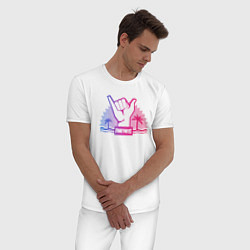 Пижама хлопковая мужская Летний форт, цвет: белый — фото 2