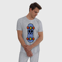 Пижама хлопковая мужская Скейтборд крутого пацана, цвет: меланж — фото 2