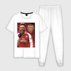 Пижама хлопковая мужская Arsenal, Pierre-Emerick Aubameyang, цвет: белый