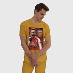 Пижама хлопковая мужская Arsenal, Pierre-Emerick Aubameyang, цвет: горчичный — фото 2
