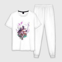 Пижама хлопковая мужская Сёгун Райден в размышлениях, цвет: белый