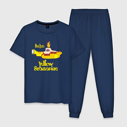 Пижама хлопковая мужская On a Yellow Submarine, цвет: тёмно-синий