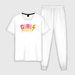 Пижама хлопковая мужская Girl Power, цвет: белый