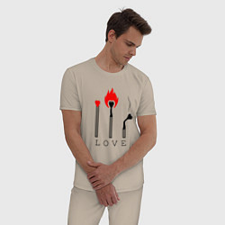 Пижама хлопковая мужская LOVE ЛЮБОВЬ, цвет: миндальный — фото 2
