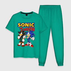 Пижама хлопковая мужская ЕЖ СОНИК SONIC THE HEDGEHOG, цвет: зеленый