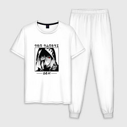 Пижама хлопковая мужская Токийский гуль Tokyo Ghoul, Канеки Кен, цвет: белый