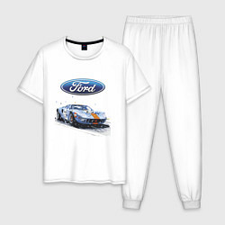 Пижама хлопковая мужская Ford Motorsport, цвет: белый