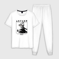 Пижама хлопковая мужская Итэр Aether, Genshin Impact, цвет: белый
