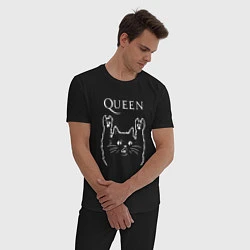 Пижама хлопковая мужская Queen Рок кот, цвет: черный — фото 2