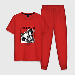 Пижама хлопковая мужская Бэй Доу Beidou, Genshin Impact Геншин импакт, цвет: красный