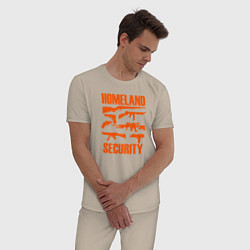 Пижама хлопковая мужская Национальная безопасность, цвет: миндальный — фото 2