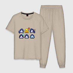 Пижама хлопковая мужская Значки на Ворона Пины Бравл Старс, цвет: миндальный