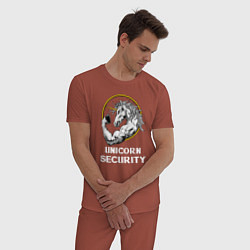Пижама хлопковая мужская Охрана Единорог, цвет: кирпичный — фото 2