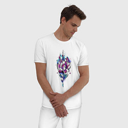 Пижама хлопковая мужская Акварельный графичный цветок, цвет: белый — фото 2