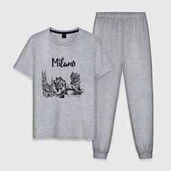 Пижама хлопковая мужская Италия Милан, цвет: меланж