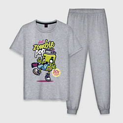 Пижама хлопковая мужская Diet Zombie Pop Sugar free Pop art, цвет: меланж