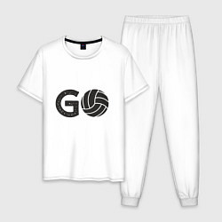 Пижама хлопковая мужская Go Volleyball, цвет: белый