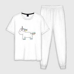 Пижама хлопковая мужская Unicorn Attack, цвет: белый