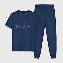 Пижама хлопковая мужская FC Barcelona - Multicolor 2022 Barca, цвет: тёмно-синий
