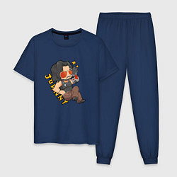 Пижама хлопковая мужская Johnny Джонник Cyberpunk, цвет: тёмно-синий