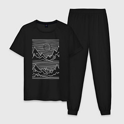 Пижама хлопковая мужская 3D ГОРЫ, цвет: черный