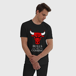 Пижама хлопковая мужская Chicago Bulls are coming Чикаго Буллз, цвет: черный — фото 2