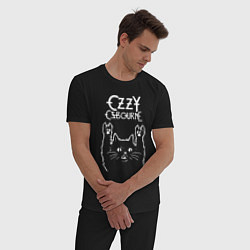 Пижама хлопковая мужская Ozzy Osbourne Рок Кот Оззи Осборн, цвет: черный — фото 2