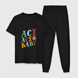 Пижама хлопковая мужская Ace Ace Baby, цвет: черный