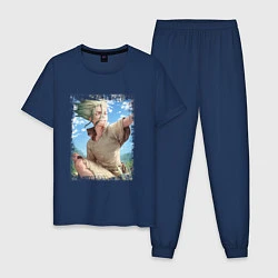 Пижама хлопковая мужская Радостный Сэнку, цвет: тёмно-синий
