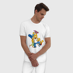 Пижама хлопковая мужская Simpsons donuts, цвет: белый — фото 2