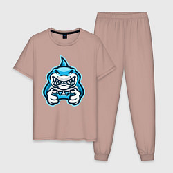Пижама хлопковая мужская Shark player, цвет: пыльно-розовый