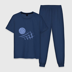 Пижама хлопковая мужская Volleyball Block, цвет: тёмно-синий