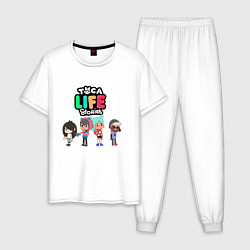 Пижама хлопковая мужская Toca Life World 3, цвет: белый