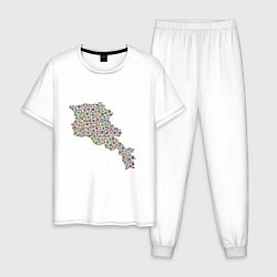 Пижама хлопковая мужская Armenia Country, цвет: белый