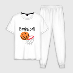 Пижама хлопковая мужская Game Basketball, цвет: белый