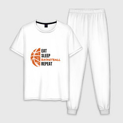 Пижама хлопковая мужская День Баскетбола, цвет: белый