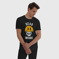 Пижама хлопковая мужская Dead inside - мертвый внутри, цвет: черный — фото 2