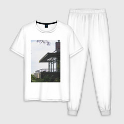 Пижама хлопковая мужская Панорамный Дом, цвет: белый