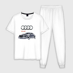 Пижама хлопковая мужская Audi Germany Car, цвет: белый