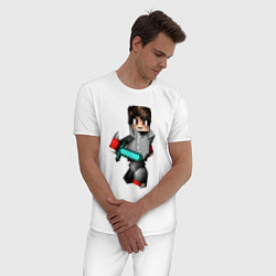 Пижама хлопковая мужская Minecraft Warrior Hero, цвет: белый — фото 2