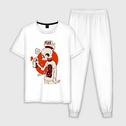 Пижама хлопковая мужская Zombie Graffiti, цвет: белый