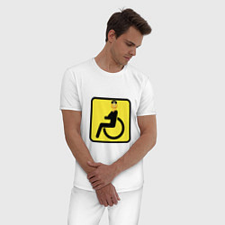 Пижама хлопковая мужская Весёлый инвалид - знак дорожный, цвет: белый — фото 2