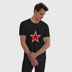 Пижама хлопковая мужская Звезда ВС РФ, цвет: черный — фото 2