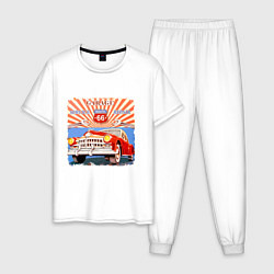 Пижама хлопковая мужская Garage Service Repair, цвет: белый