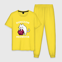Пижама хлопковая мужская Dungeon Meowster, цвет: желтый