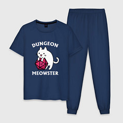 Пижама хлопковая мужская Dungeon Meowster, цвет: тёмно-синий