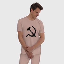 Пижама хлопковая мужская Серп и молотсоветский, цвет: пыльно-розовый — фото 2