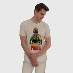 Пижама хлопковая мужская 5 Finger Death Punch Groove Metal, цвет: миндальный — фото 2