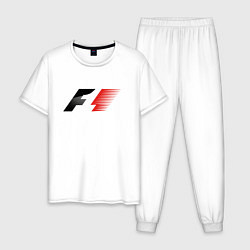 Пижама хлопковая мужская F1 Формула 1 Большое лого, цвет: белый