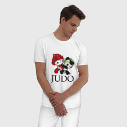 Пижама хлопковая мужская ПАНДЫ ДЗЮДОИСТЫ PANDA JUDO, цвет: белый — фото 2